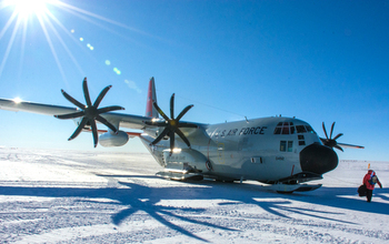 A ski-equipped LC-130 aircraft at NSF's Amundsen-Scott South Pole Station